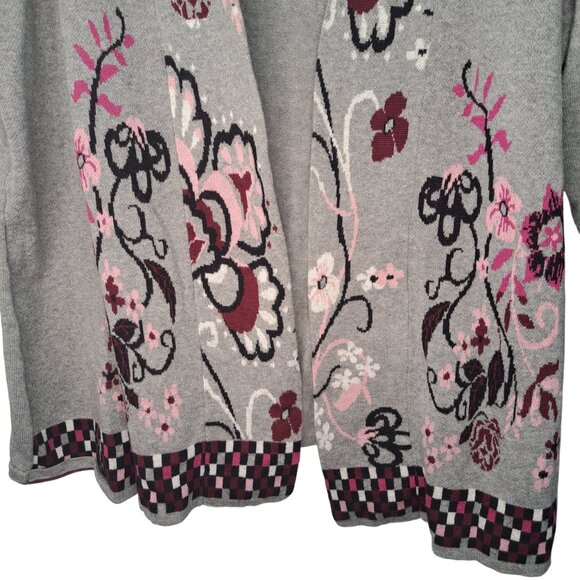 CJ Banks Gray Floral Open Front Cardigan Plus Size 2X - Picture 4 of 6